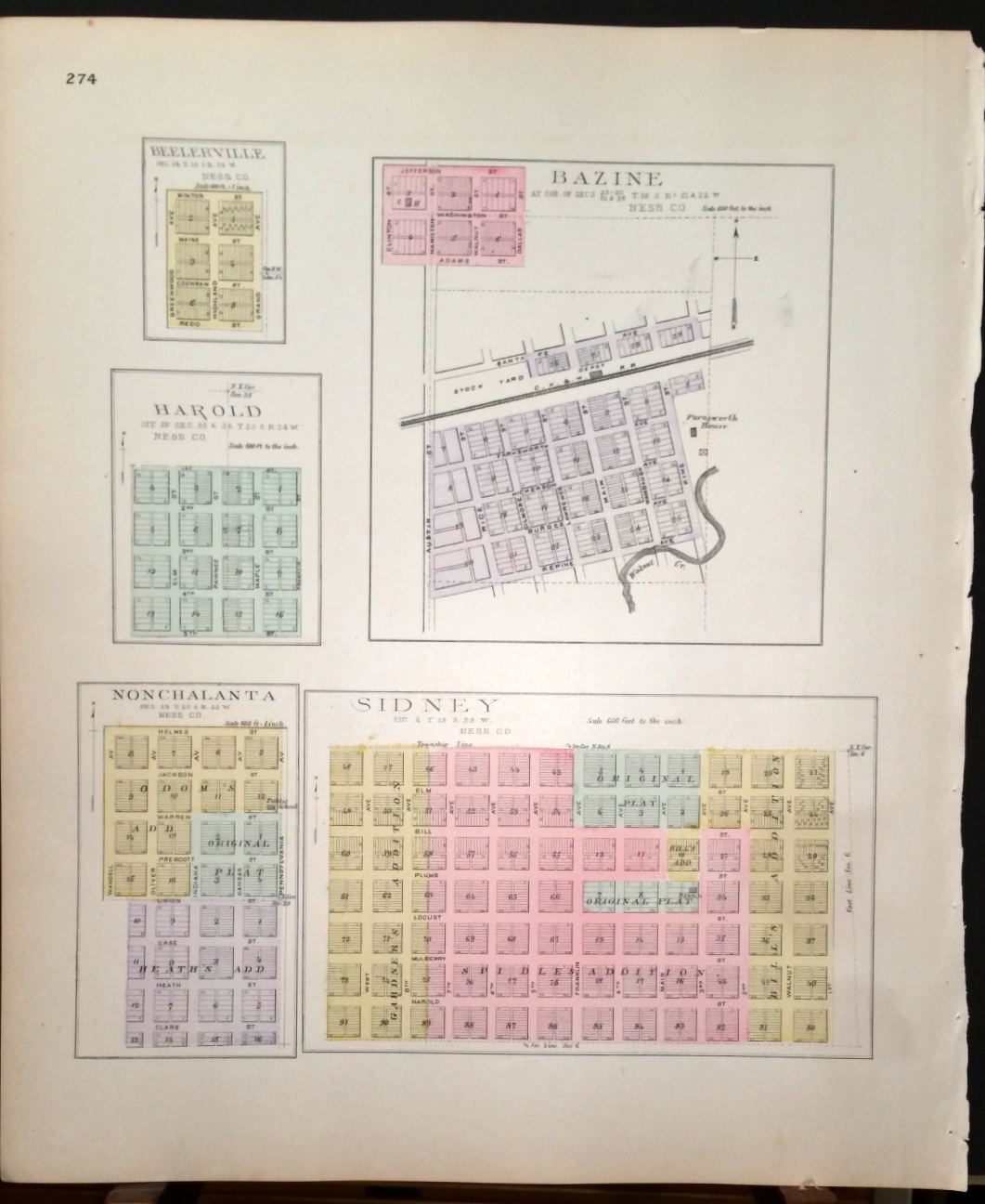 [Map] Ness County, Kansas [backed with] Beelerville, Bazine, Harold ...