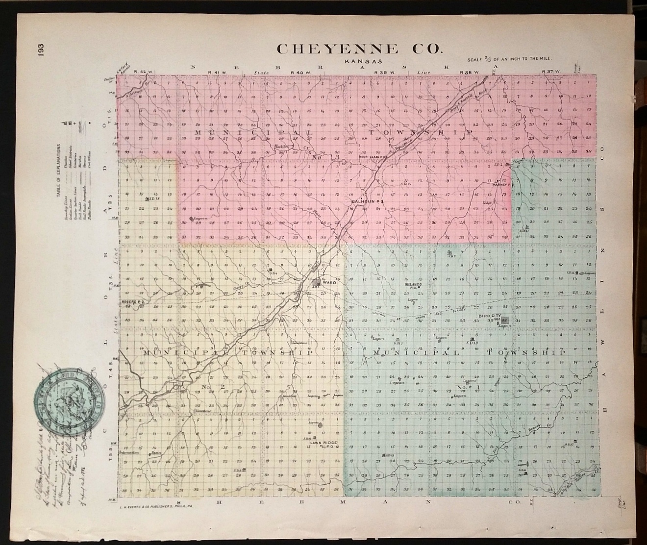 Map Cheyenne County Kansas Backed With Sherman Co 7138